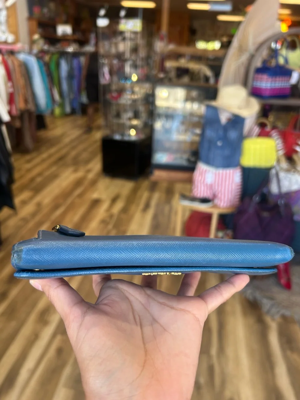 Prada Wallet Saffiano Double in Cobalt
